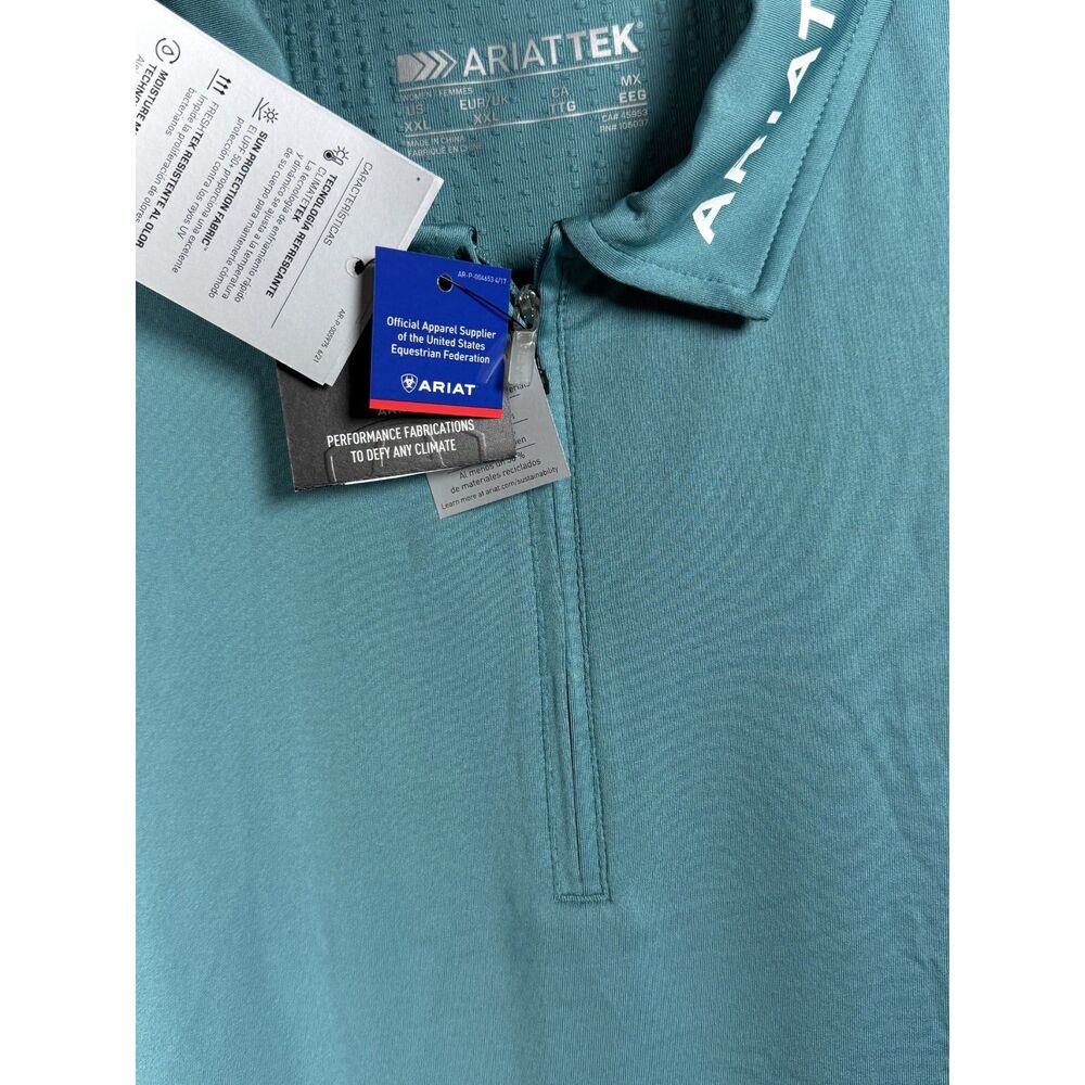 AriatTEK Womens Bandera 1/4 Zip Polo Shirt Teal Sun Protection Top NWT Size XXL - Picture 7 of 14